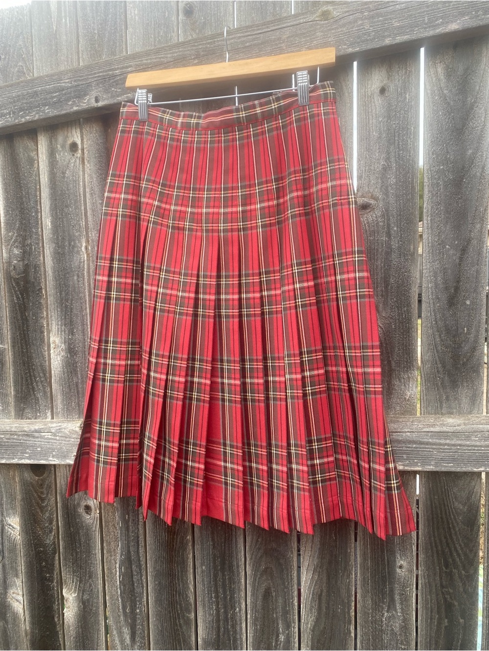 Vintage Pendleton Pleated Wool Skirt Red Tartan Plaid Wool Collegiate Preppy